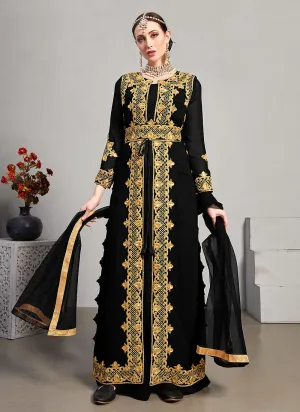 Black Embellished Jacket Style Pant Suit