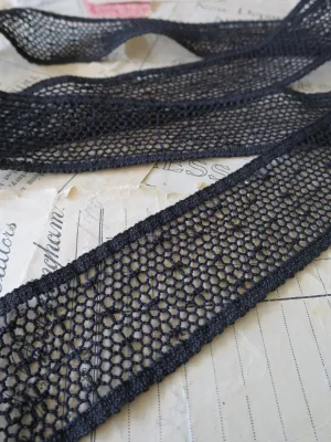 Black English Nottingham Cluny Lace- Polka Dot Net- Insertion- 3.8cm