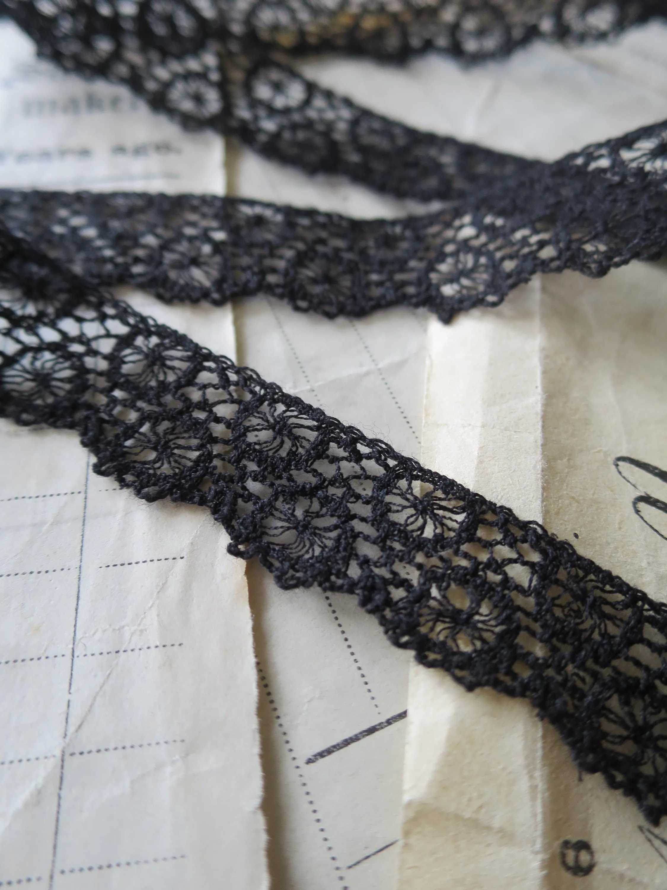 Black English Nottingham Lace- Broderie Anglaise/ Cutwork Circles- 1.7cm