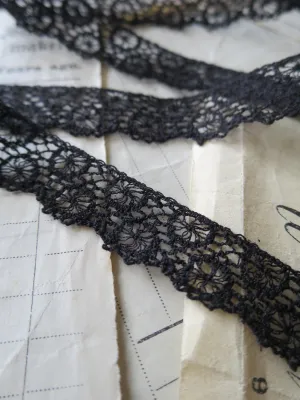 Black English Nottingham Lace- Broderie Anglaise/ Cutwork Circles- 1.7cm