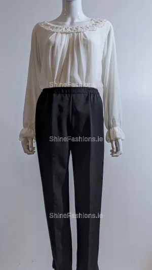 Black Fully Elasticated Waist Straight Leg Trouser