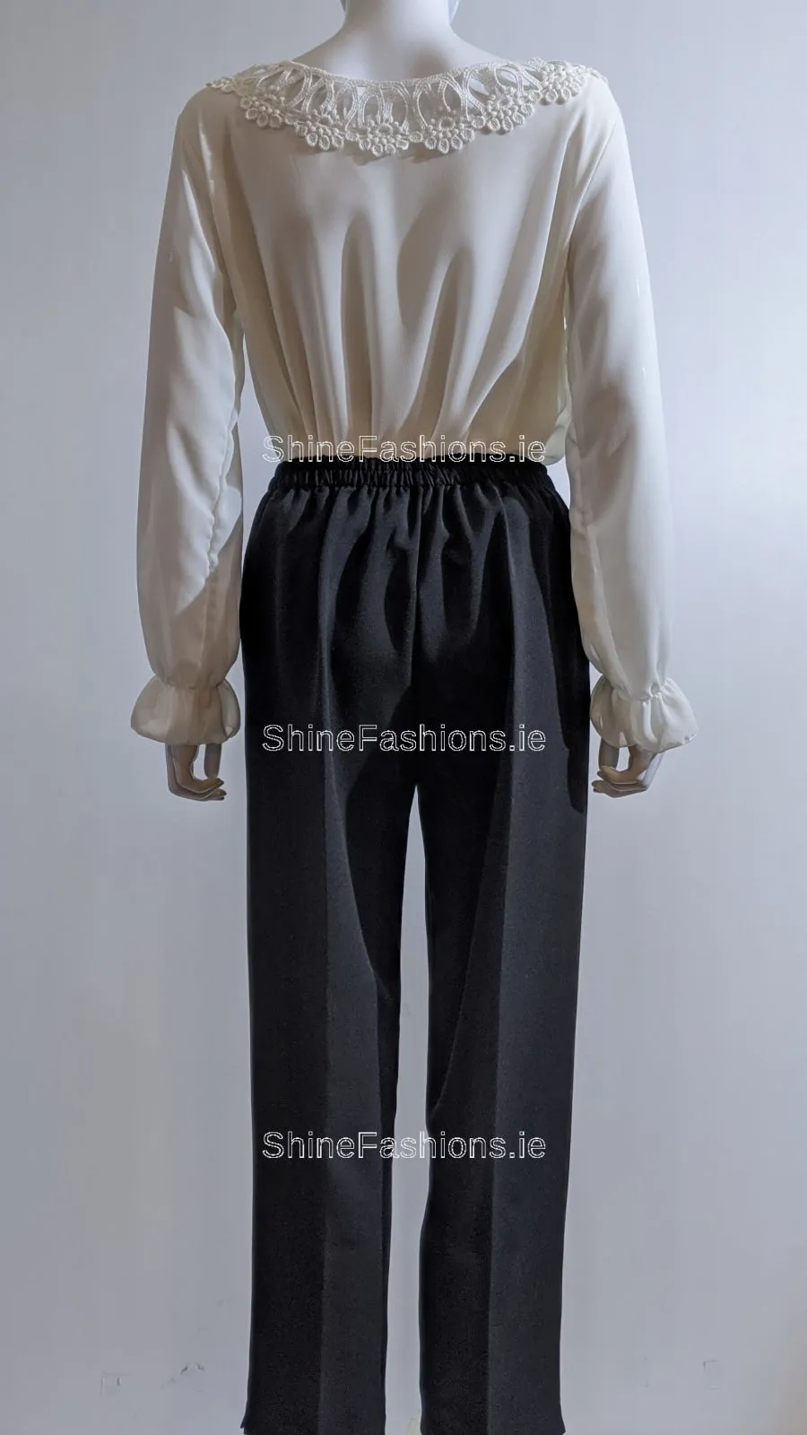 Black Fully Elasticated Waist Straight Leg Trouser