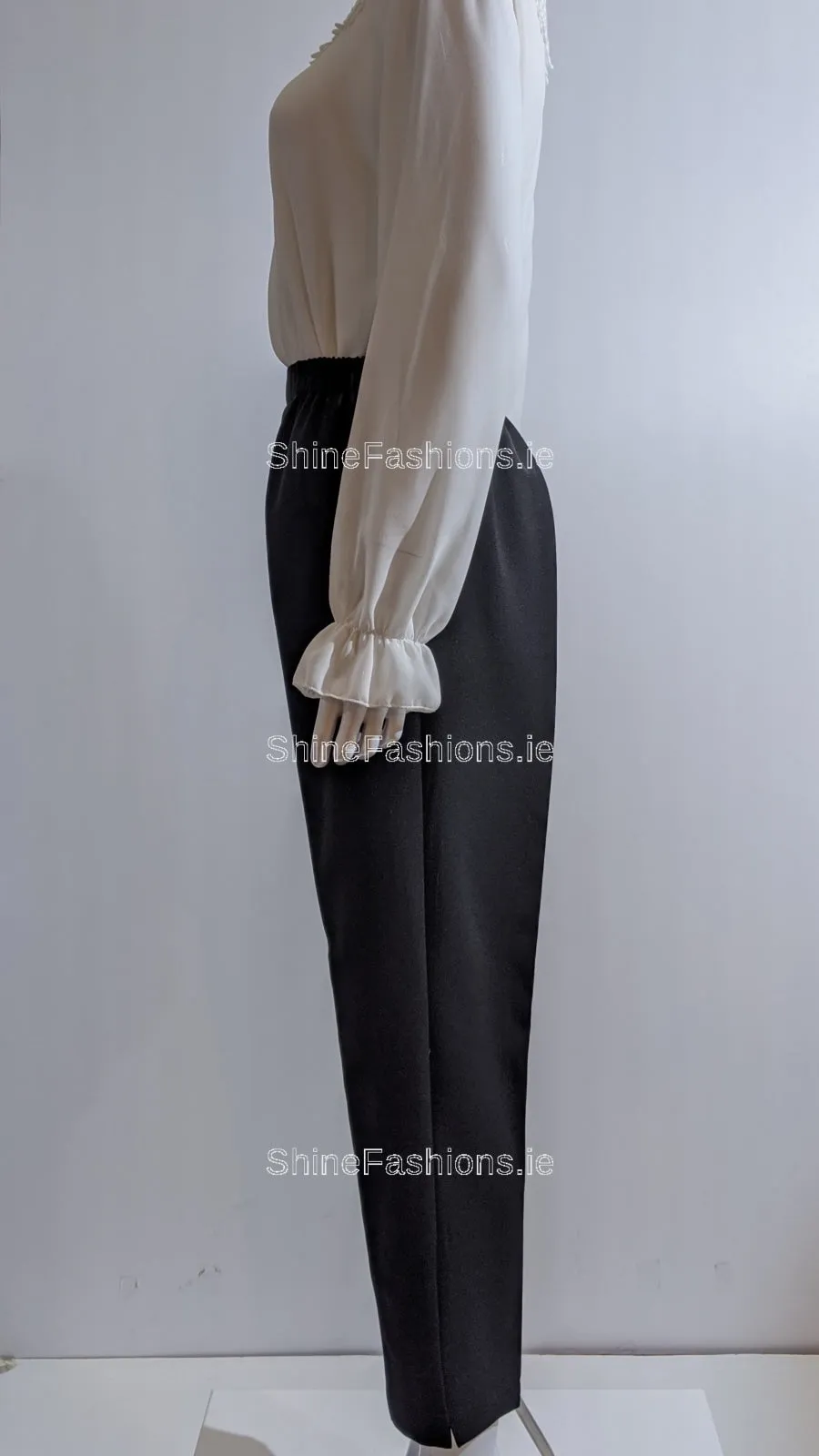Black Fully Elasticated Waist Straight Leg Trouser