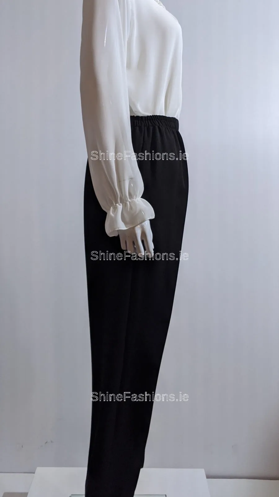 Black Fully Elasticated Waist Straight Leg Trouser