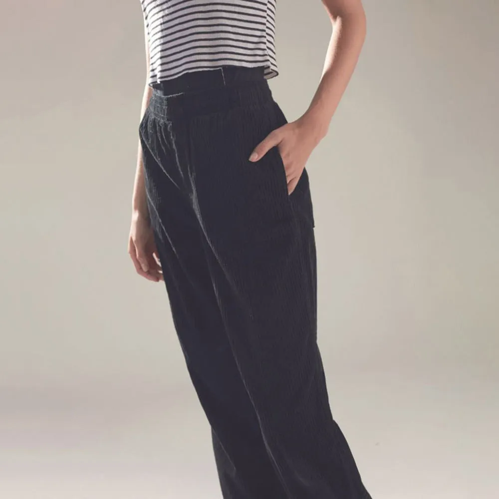 Black High Waist Corduroy Pants