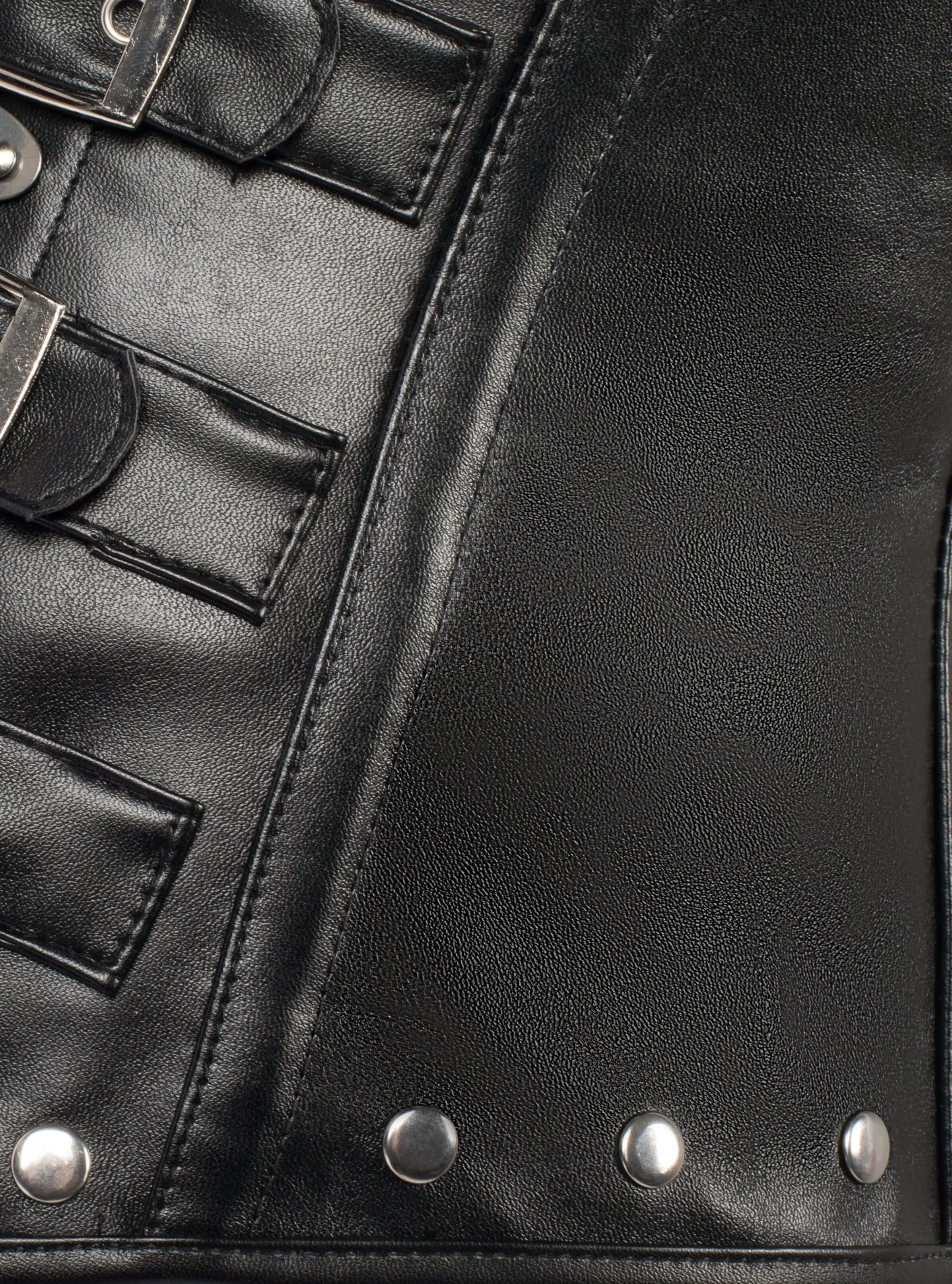 Black Leather Look PU Underbust With Halter Strap