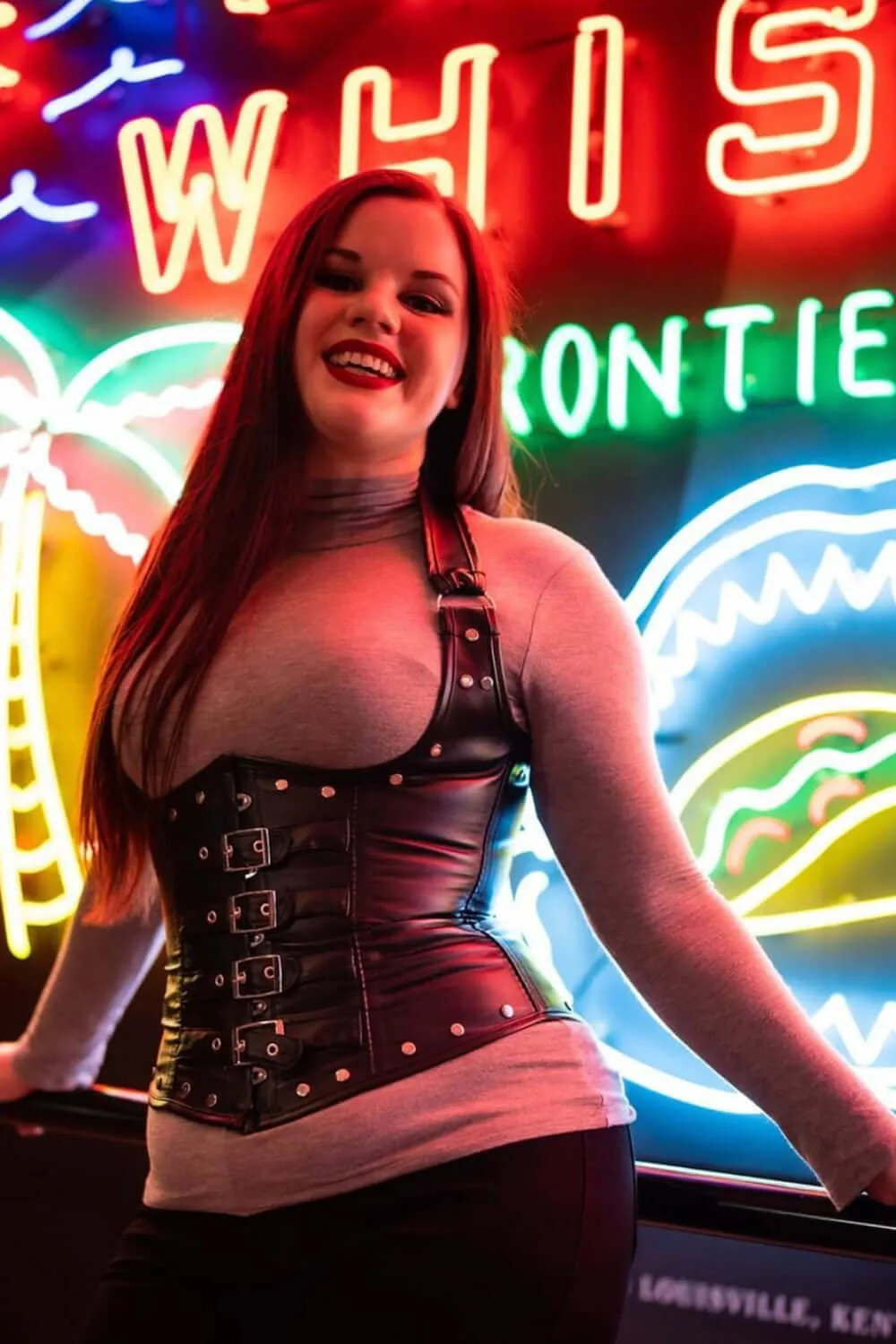 Black Leather Look PU Underbust With Halter Strap