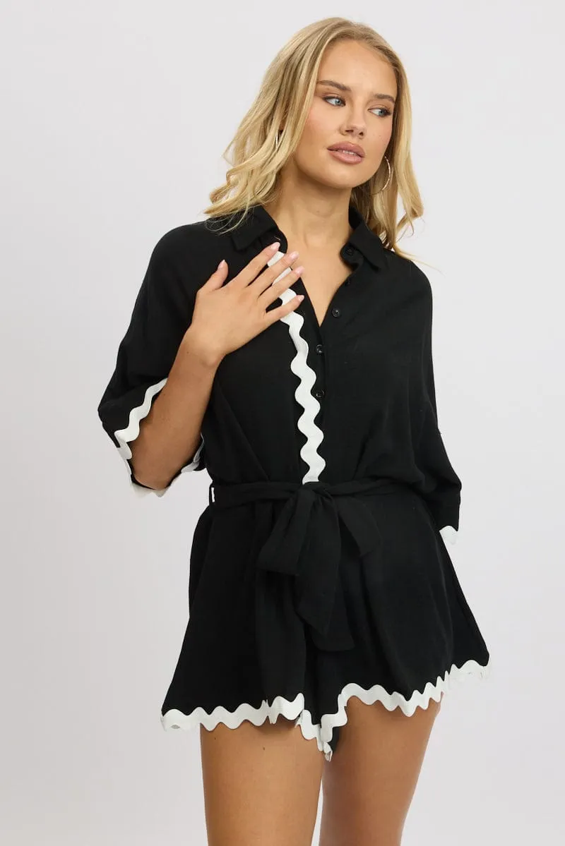 Black Oversized Playsuit