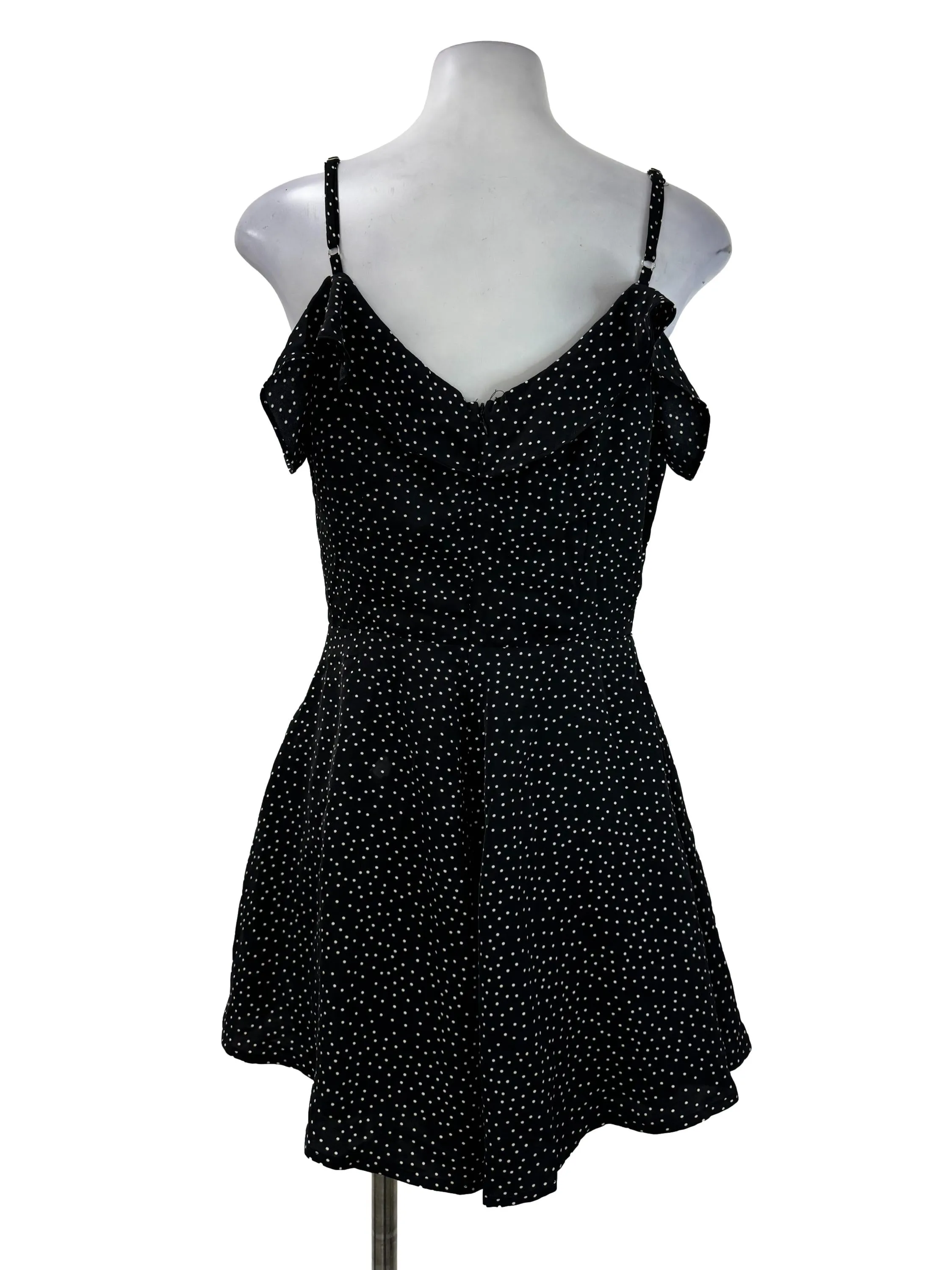 Black Polka Ruffle Cut Out Romper