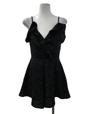 Black Polka Ruffle Cut Out Romper