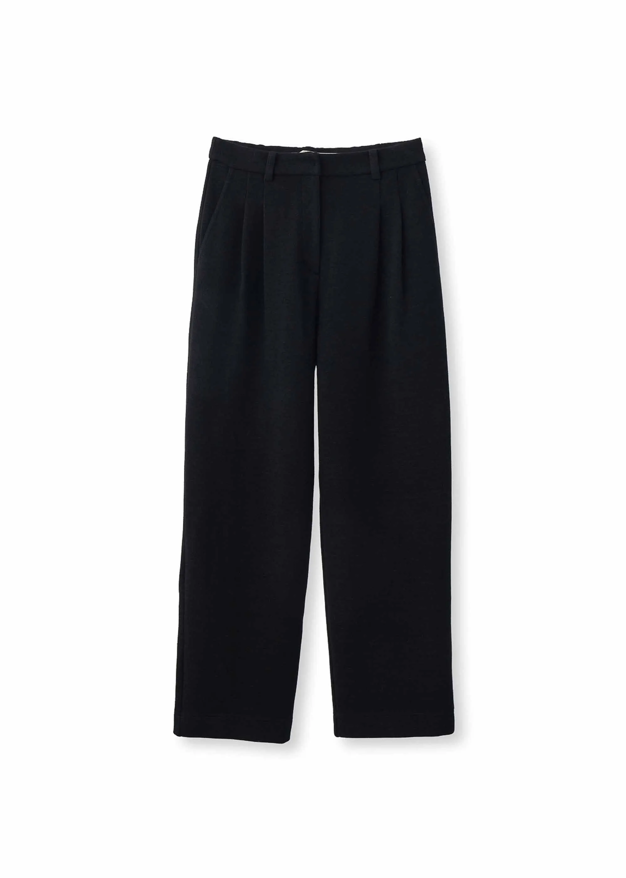 Black Wide-Leg Wool Trouser