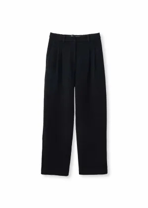 Black Wide-Leg Wool Trouser