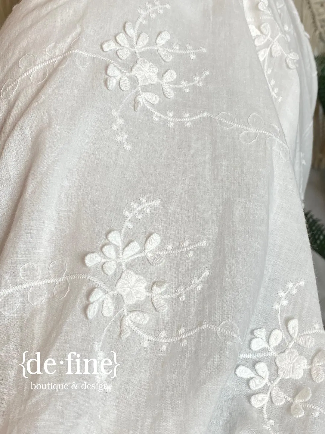 Blank Space White Blouse with Embroidered White Flowers