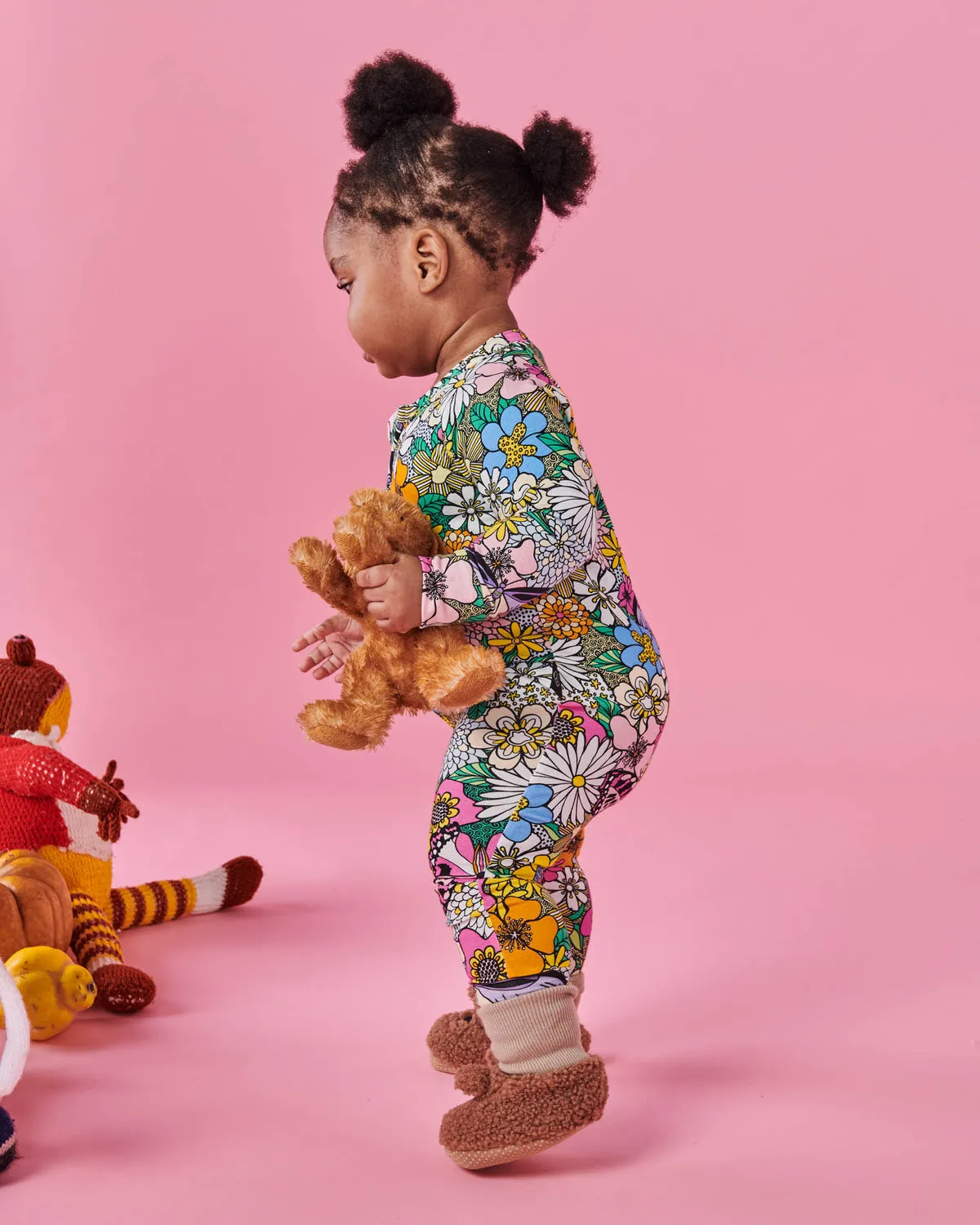 BLISS FLORAL ORGANIC LONG SLEEVE ZIP ROMPER