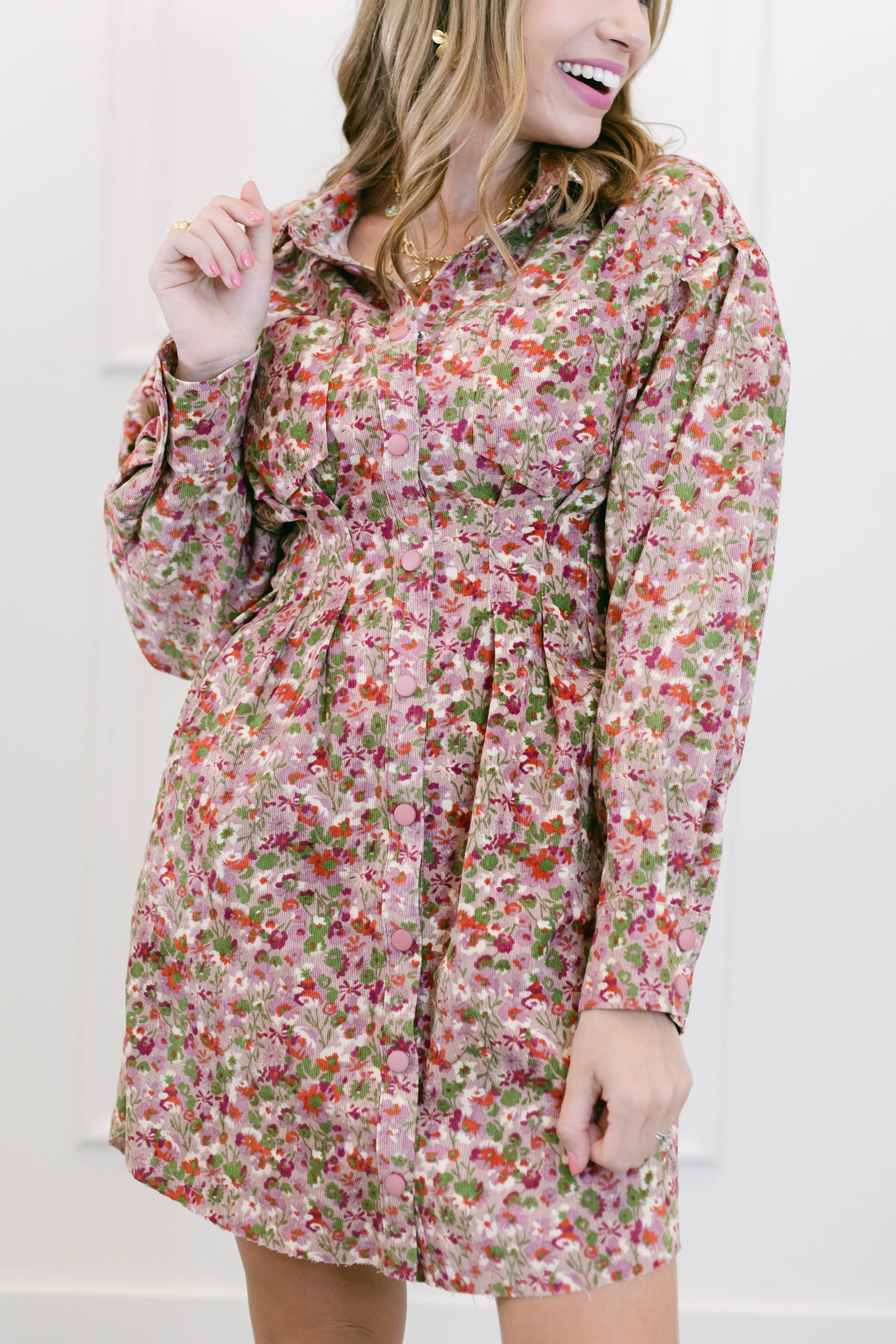 Blooming In Corduroy Dress