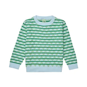 Blue And Green Stripe Cotton Sweatshirt