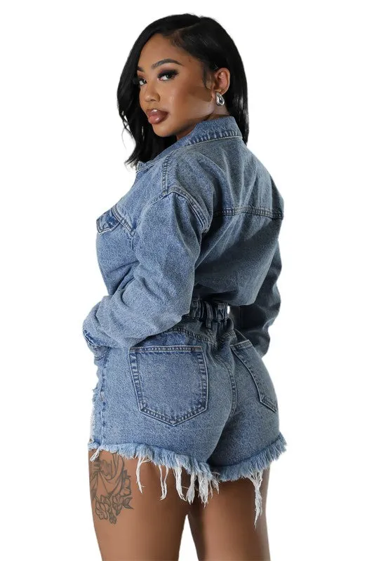 Blue Crush Denim Romper