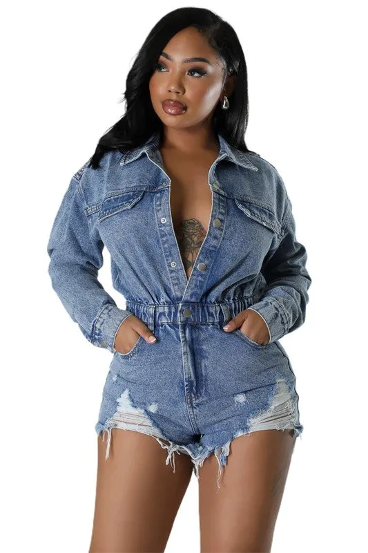 Blue Crush Denim Romper