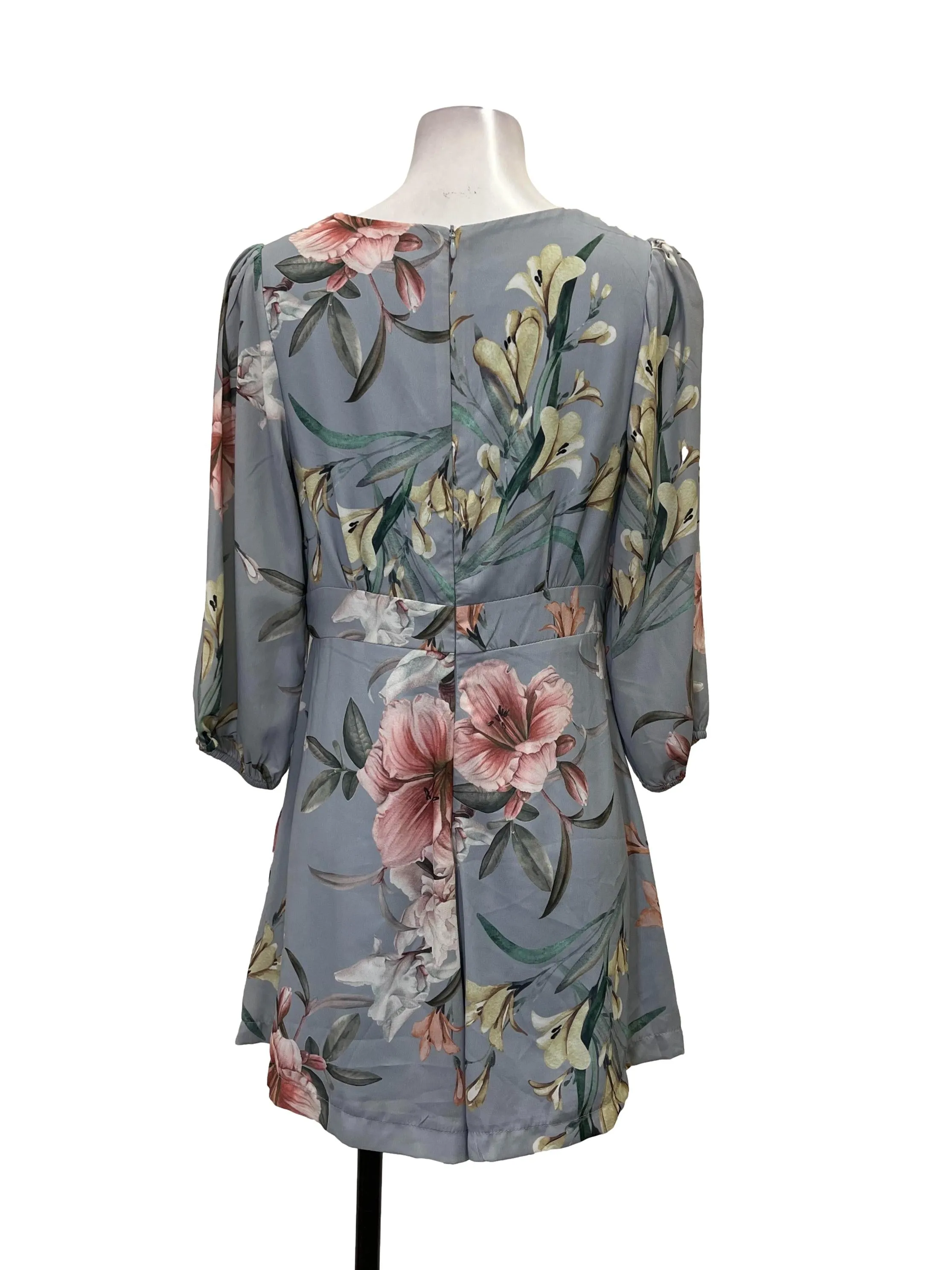 Blue Floral Long Sleeve Romper