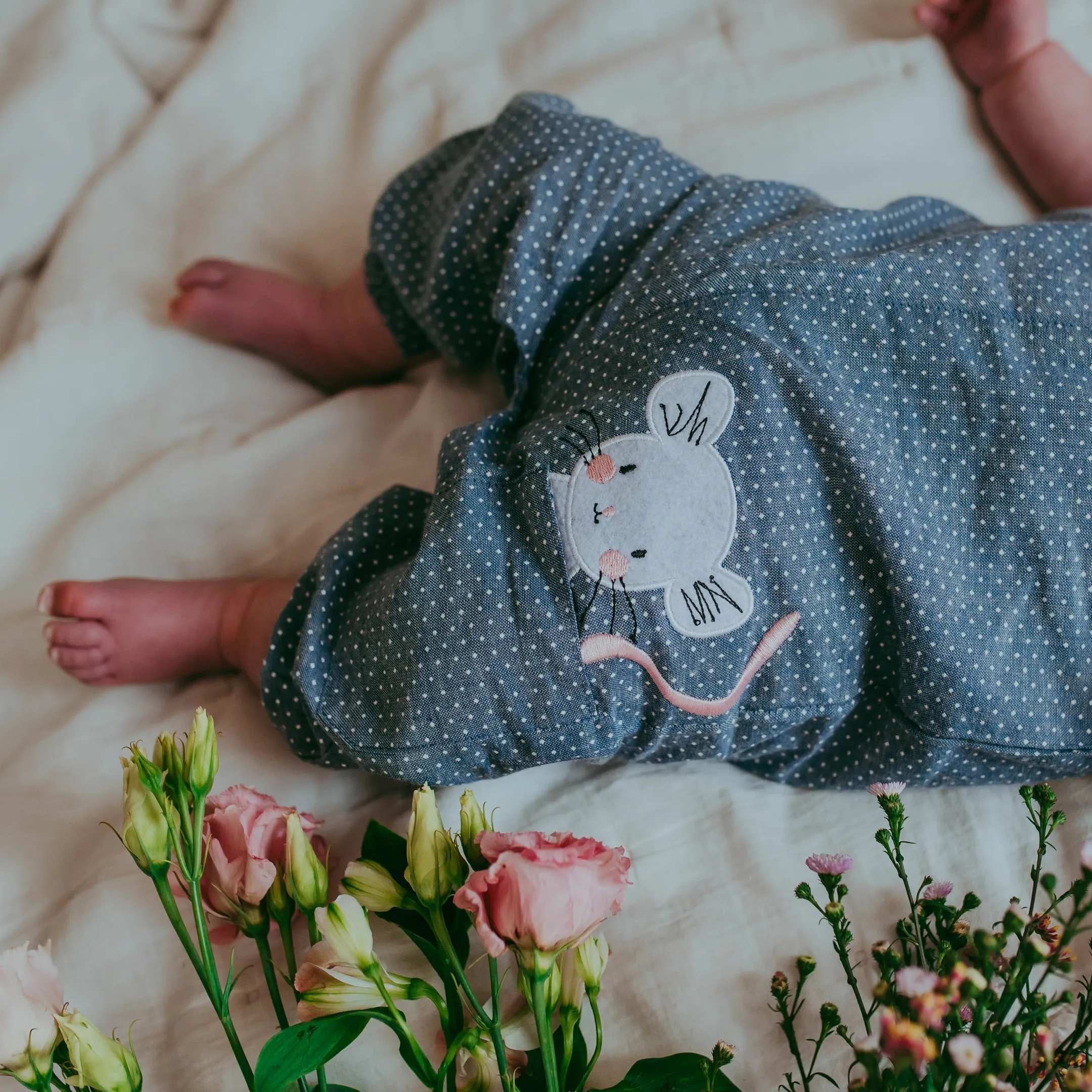 Blue Mouse Applique Romper