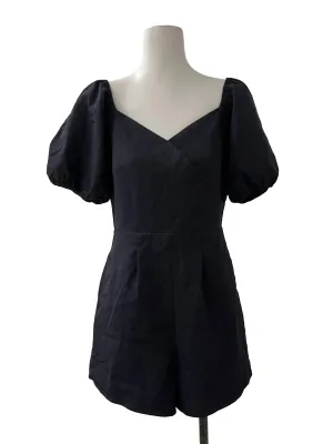 Blue Sweetheart Neckline Puff Sleeve Romper