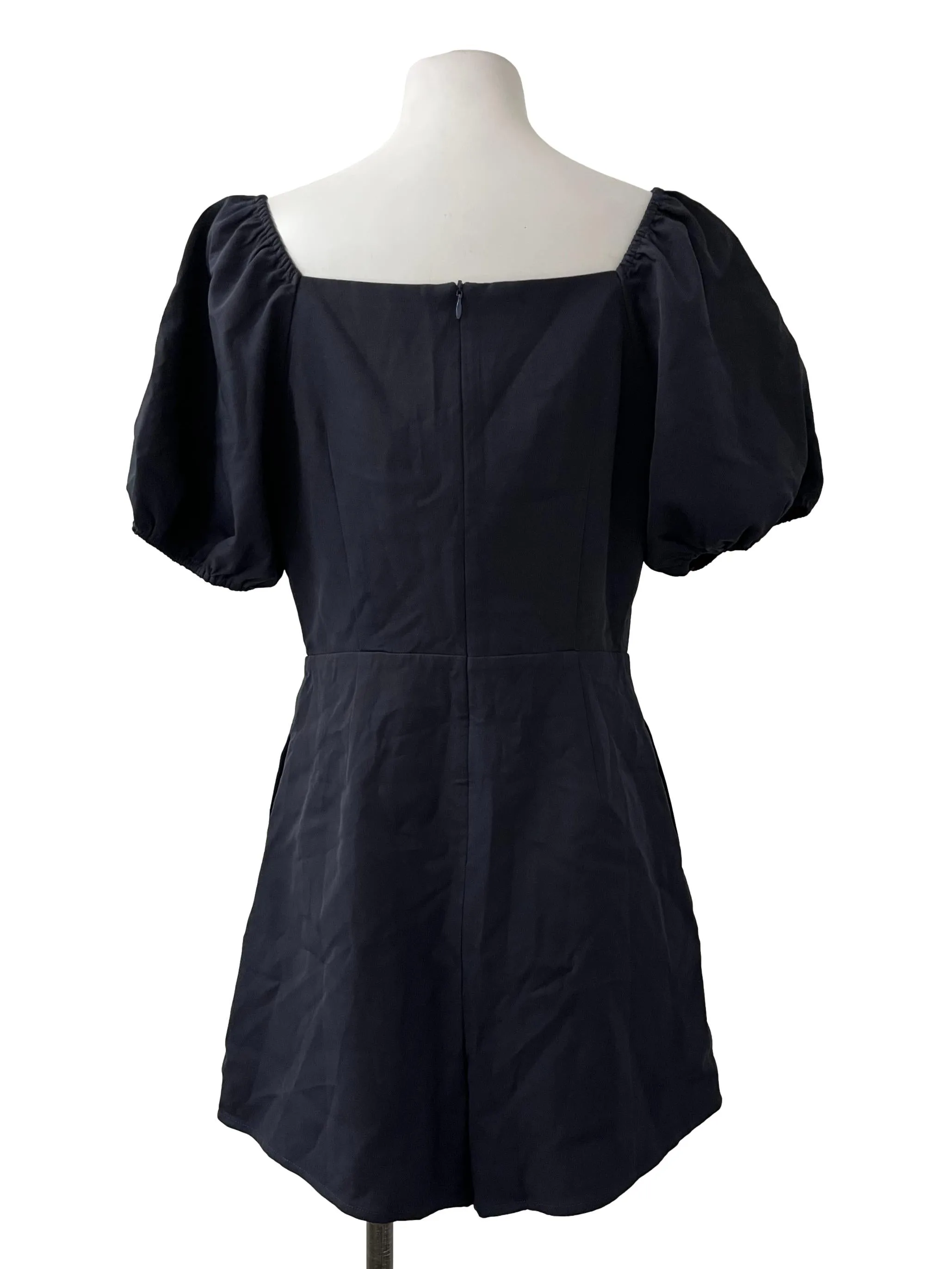 Blue Sweetheart Neckline Puff Sleeve Romper