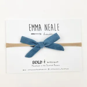 Blueberry Velvet Cord Orla Bow Headband