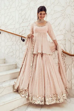 Blush Pink Peplum Skirt Set
