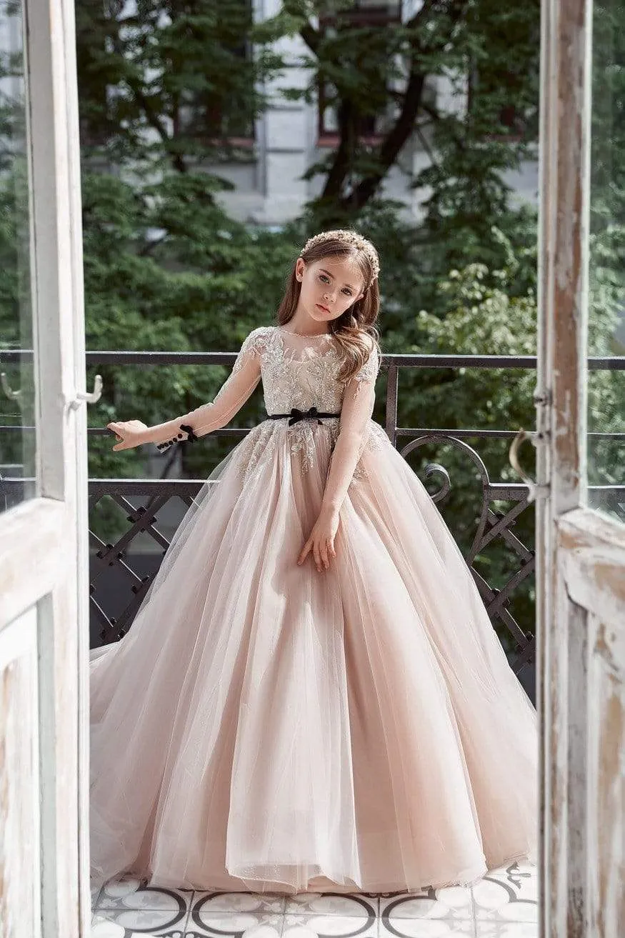 Blush Tulle Bridesmaid Dress for Little Girls