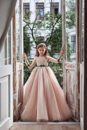 Blush Tulle Bridesmaid Dress for Little Girls