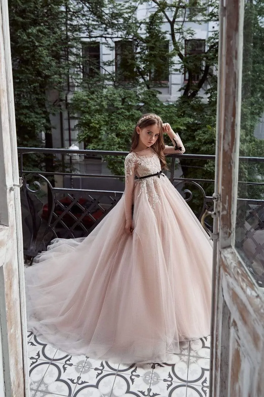 Blush Tulle Bridesmaid Dress for Little Girls