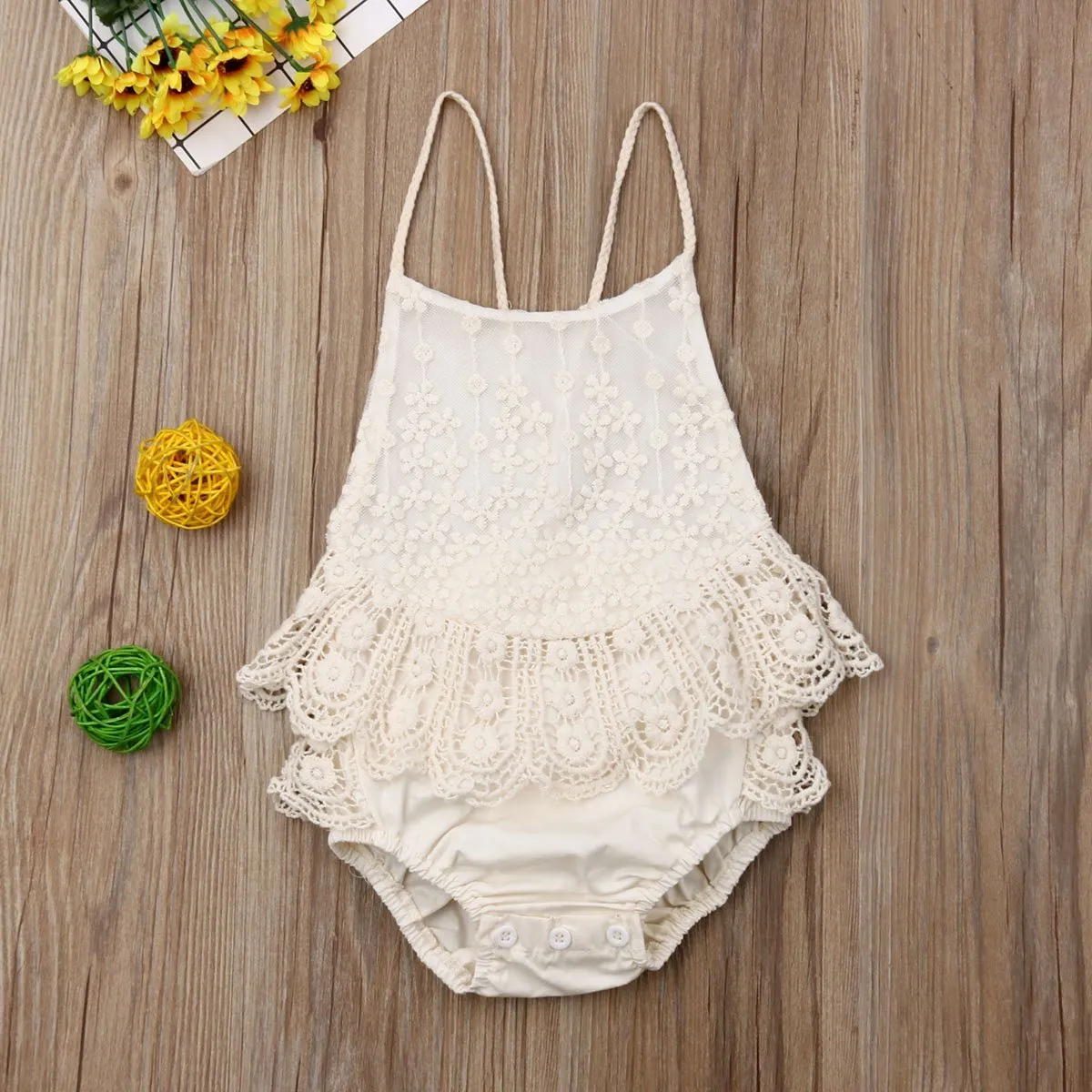 Boho Baby Lace Backless Romper
