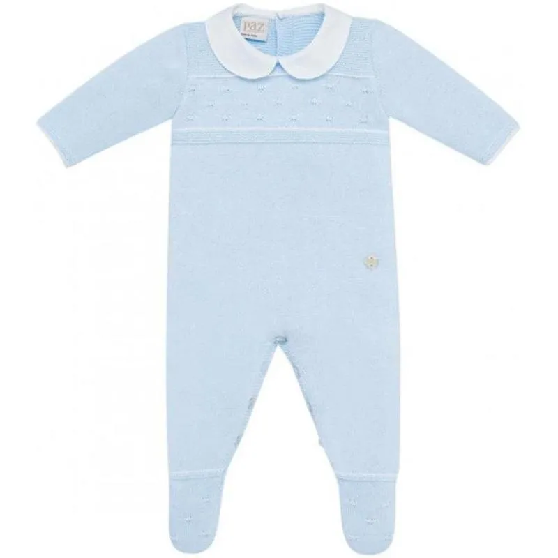 Boys Pale Blue Knit Romper