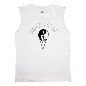 Brain Freeze Graphic Sleeveless Tee in White