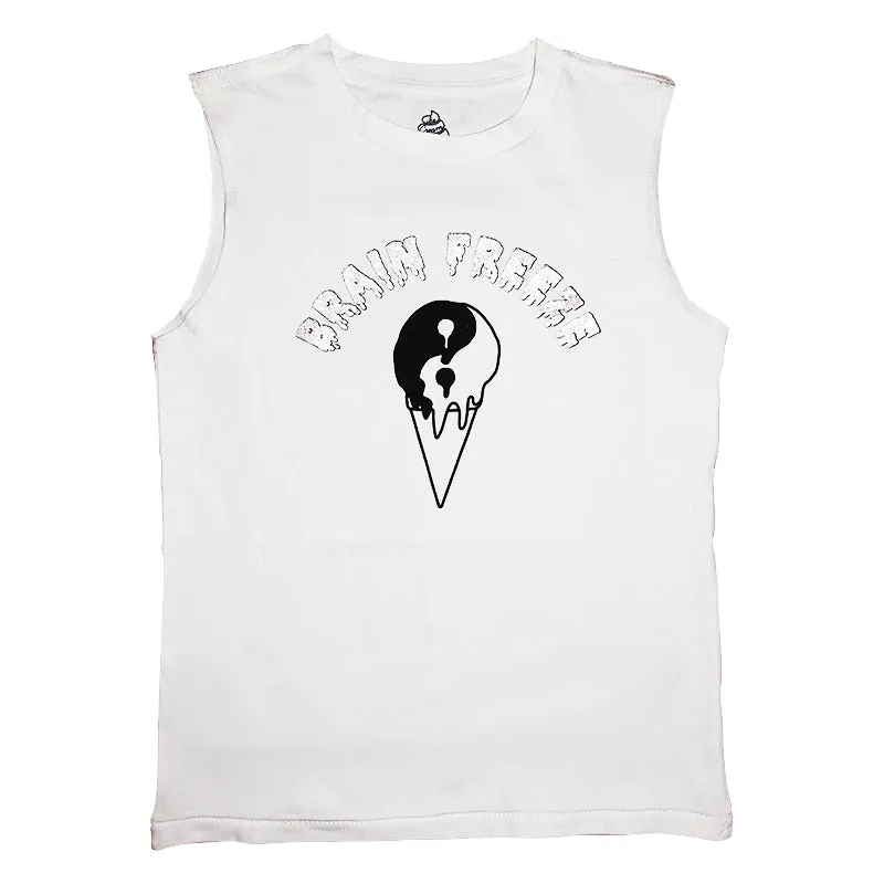 Brain Freeze Graphic Sleeveless Tee in White