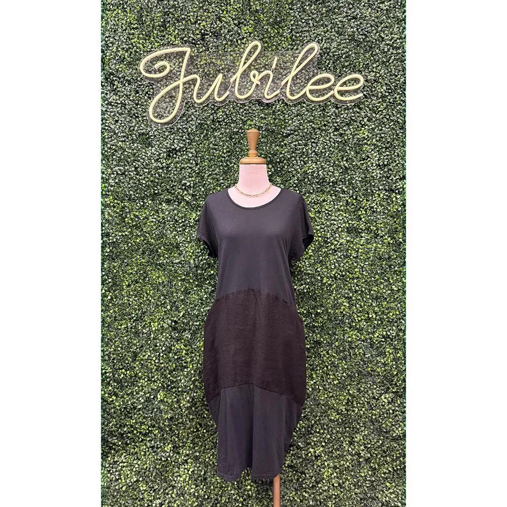Bria Black Linen Dress