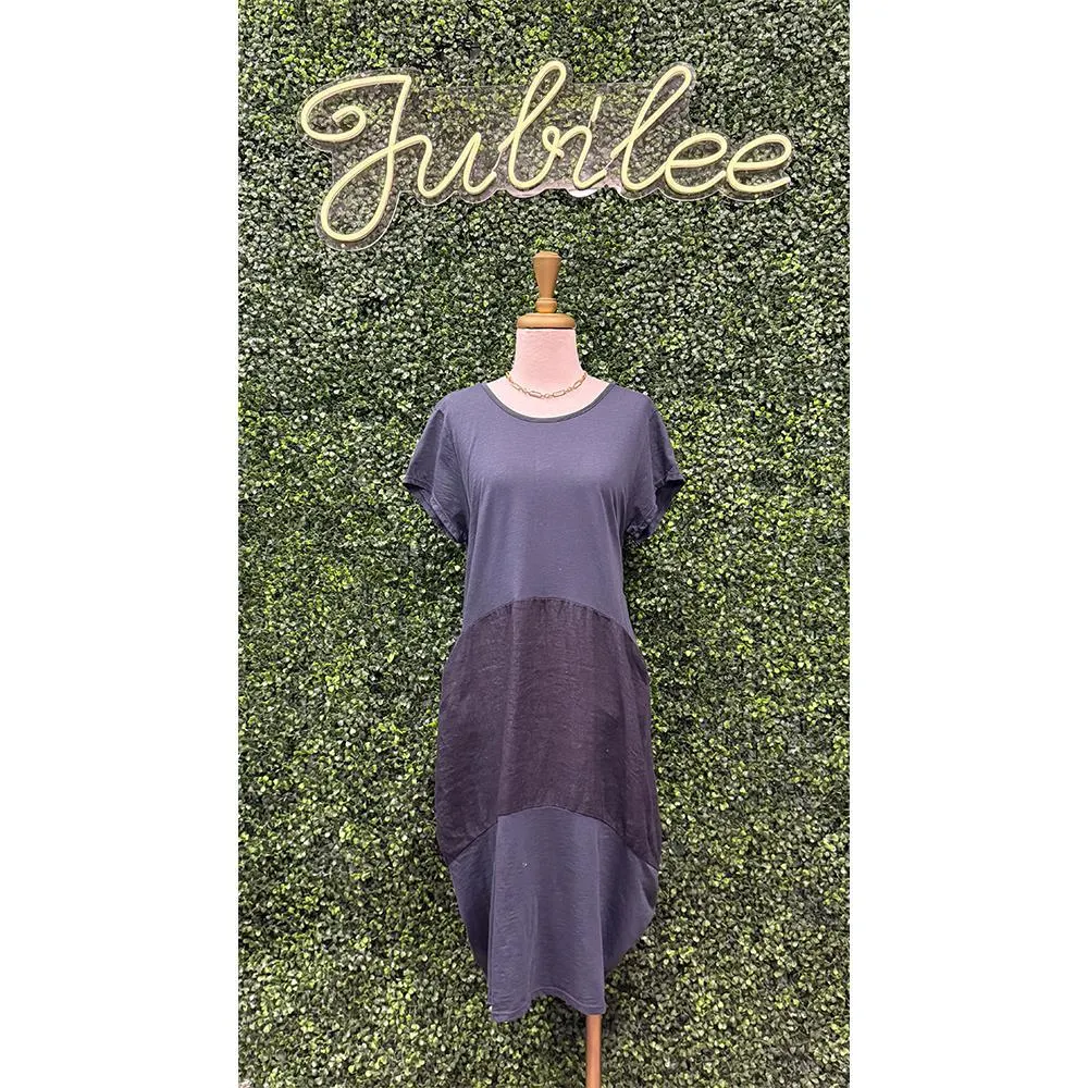 Bria Navy Linen Dress