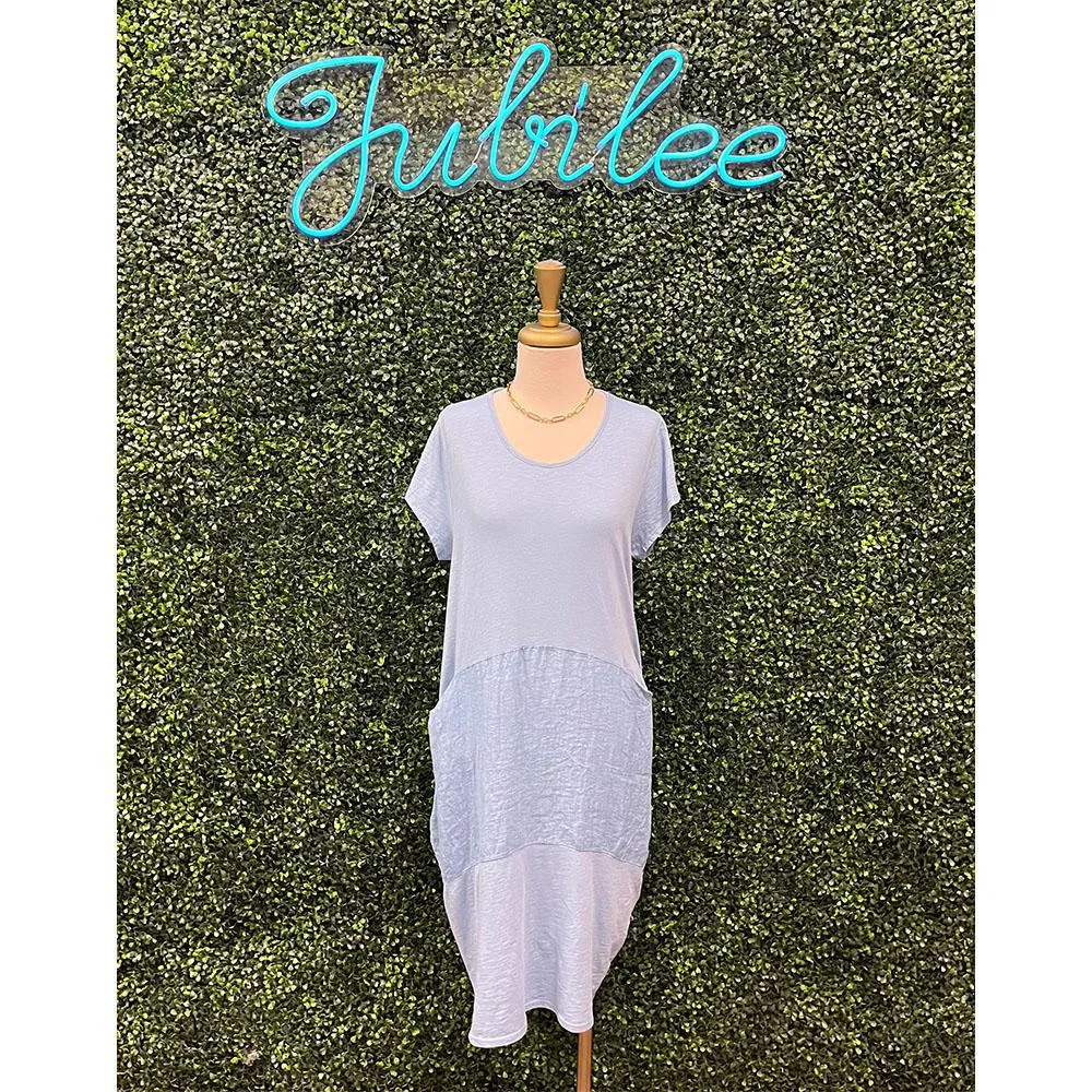 Bria Steel Blue Linen Dress