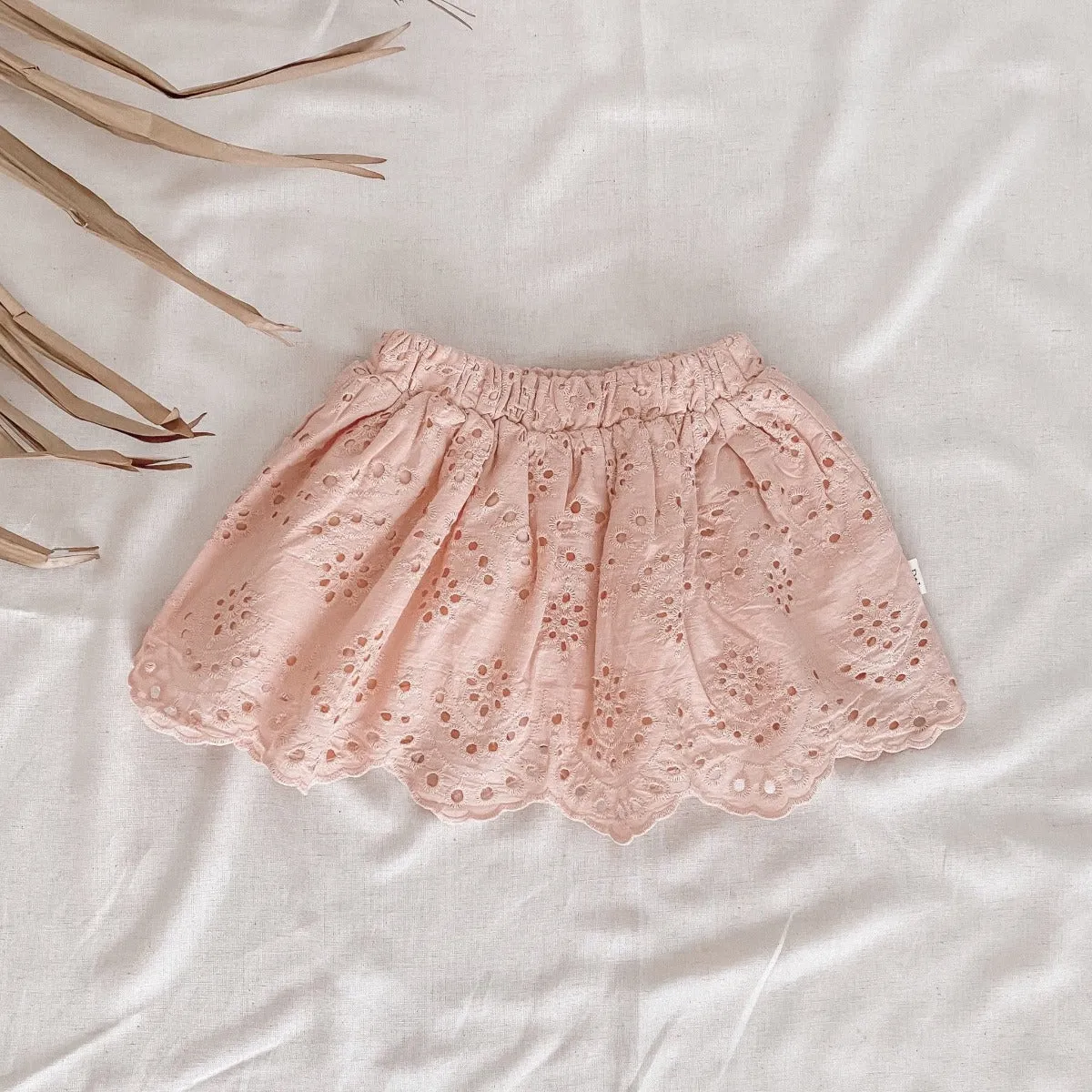 Broderie Anglaise Skirt - Vintage Pink