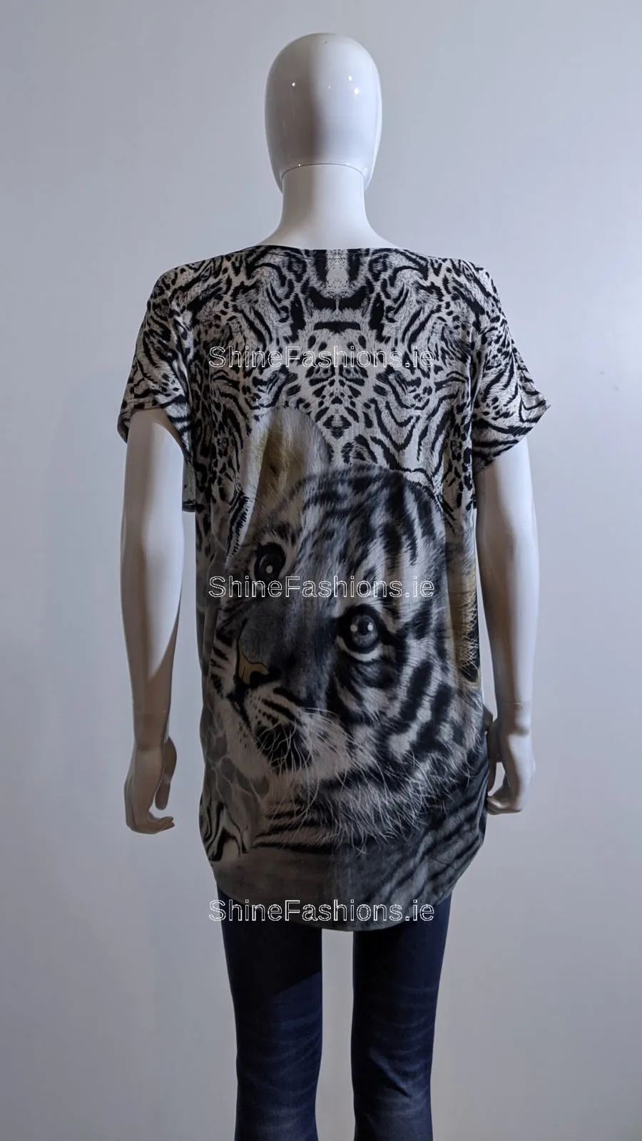 Brown Tiger Printed Glitter Top