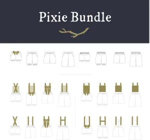 BUNDLE Pixie Essentials   Expansion Pack Sewing Patterns - Child ~ Shorts, Pants, Culottes, Romper   Suspenders