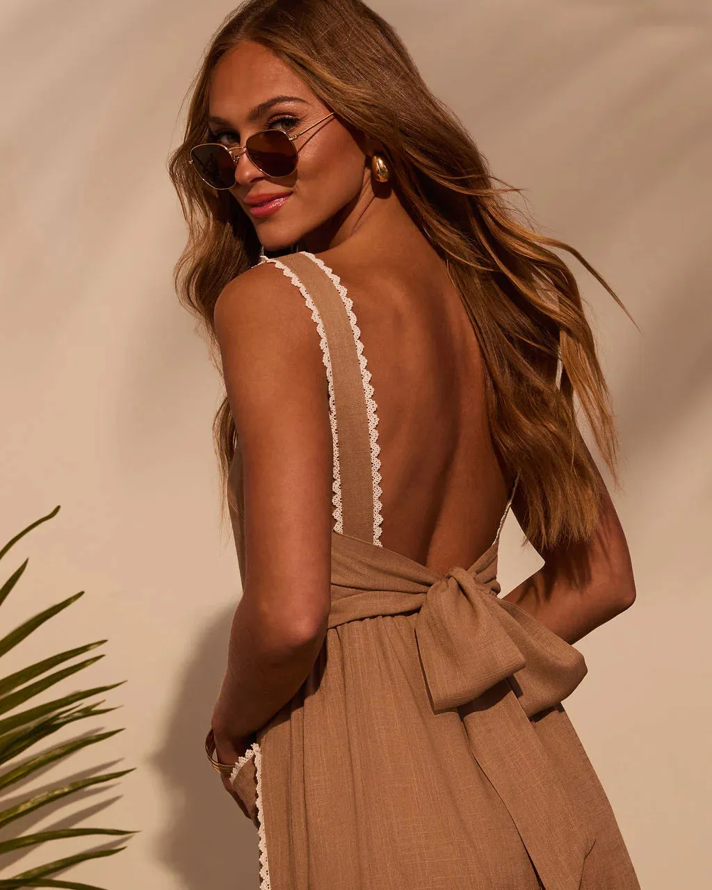 Bungalow Contrast Linen Jumpsuit