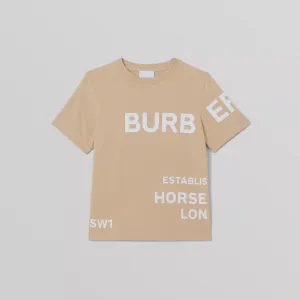 BurberryBeige Horseferry Print Cotton T-shirt