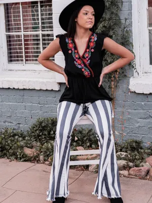 Cabana Bound Embroidered Peplum Top