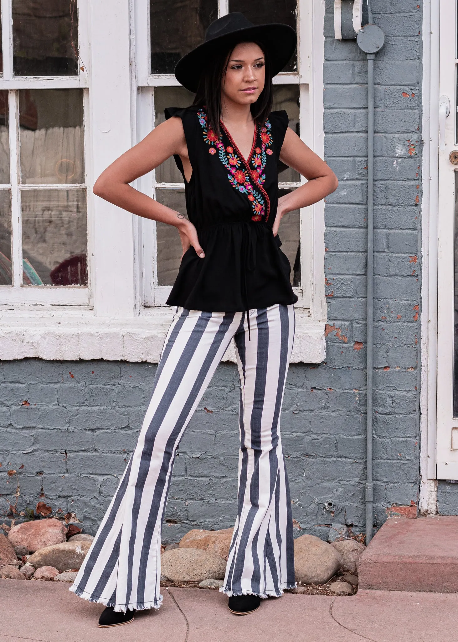 Cabana Bound Embroidered Peplum Top