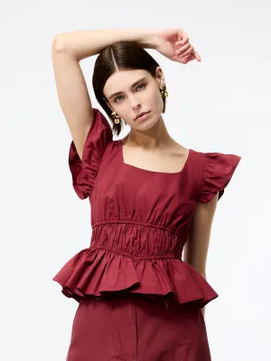 Cambria Cotton Scoop Neck Ruffle Top