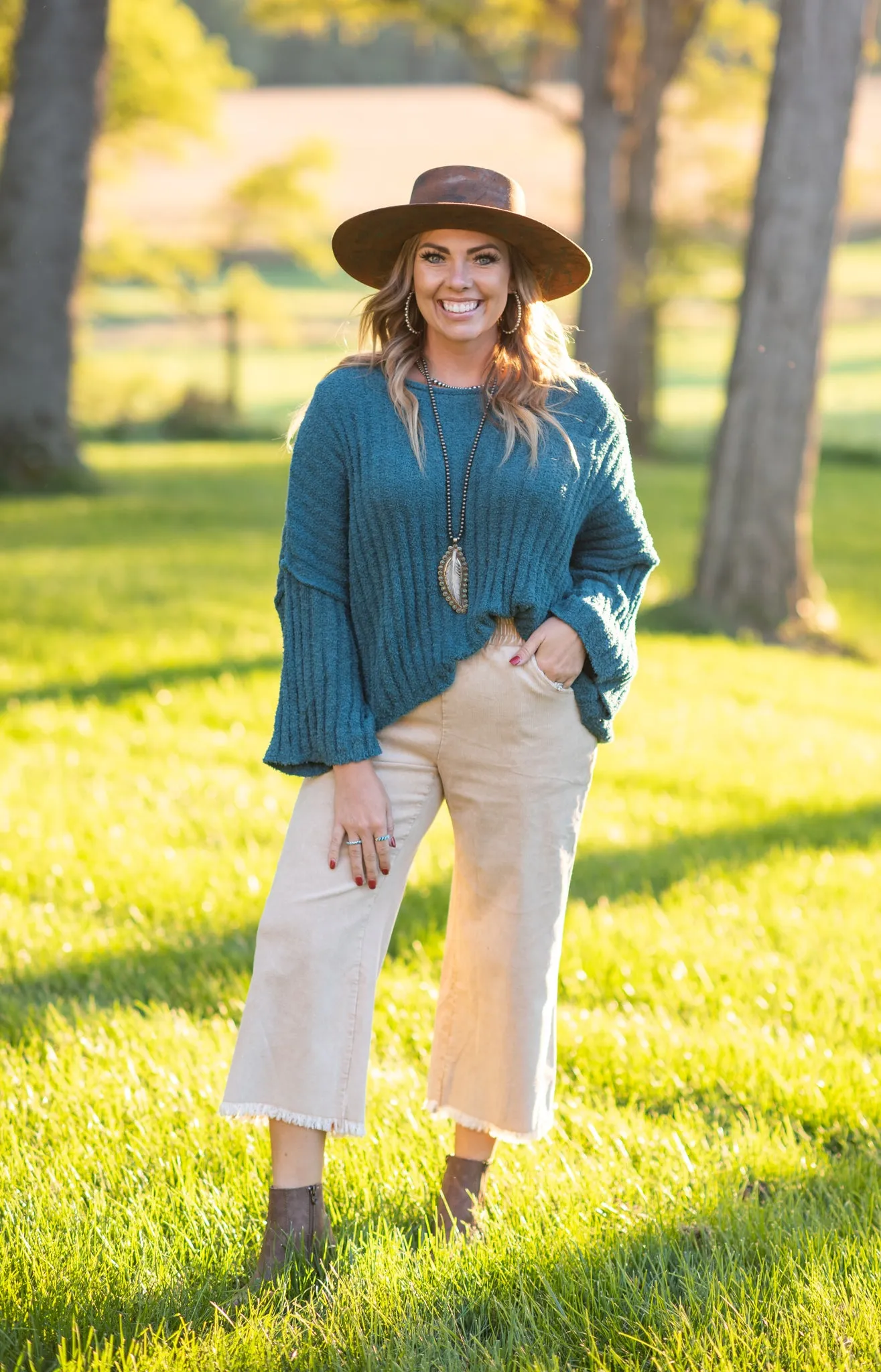Camel Stone Wash Corduroy Wide Leg Pants