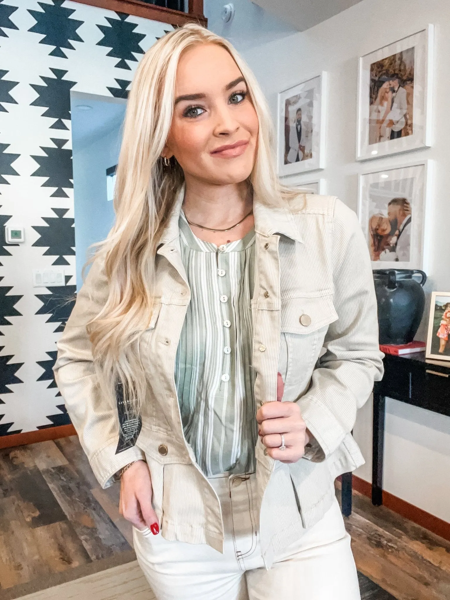 Cappuccino Stripe Peplum Jacket