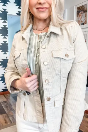 Cappuccino Stripe Peplum Jacket