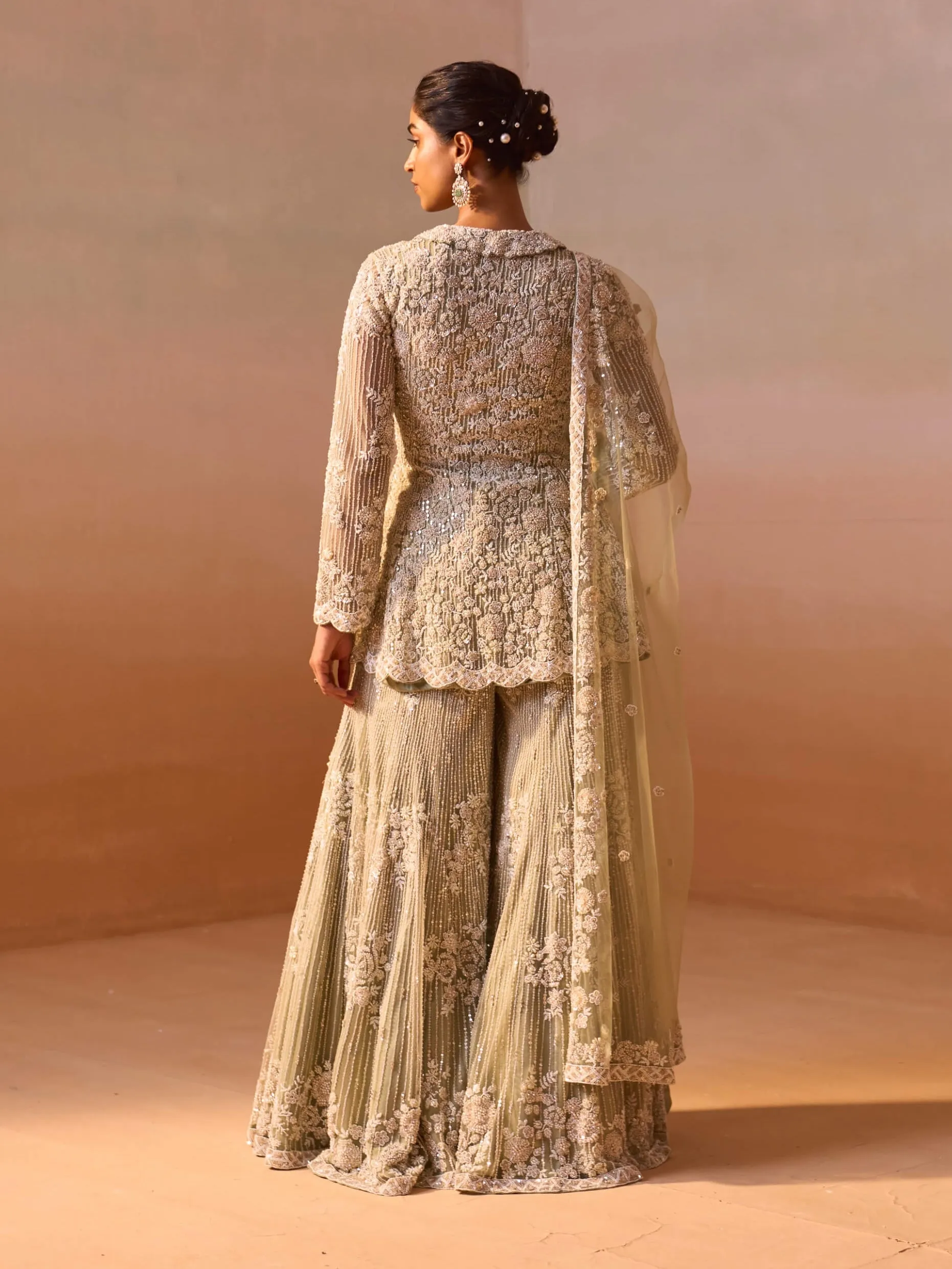 Cardamom embroidered sharara set